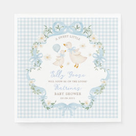 Gekke Goose Blue Bow Gingham Boy Baby shower Servet