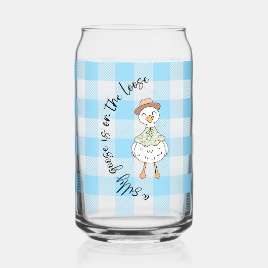 Gekke Goose Blue Gingham Blikvorm Glas (Achterkant)