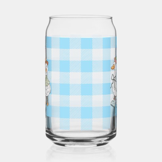 Gekke Goose Blue Gingham Blikvorm Glas (Rechts)