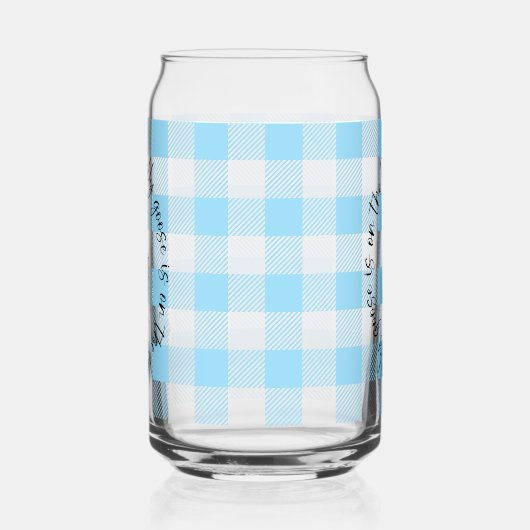Gekke Goose Blue Gingham Blikvorm Glas (Links)