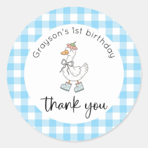 Gekke Goose Blue Verjaardag Bedankt Ronde Sticker