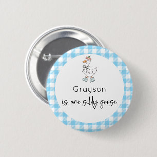 Gekke Goose Blue Verjaardag Ronde Button 5,7 Cm