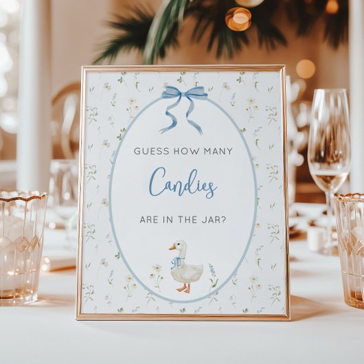 Gekke Goose Boy Baby shower Snoep Guessing Game Poster