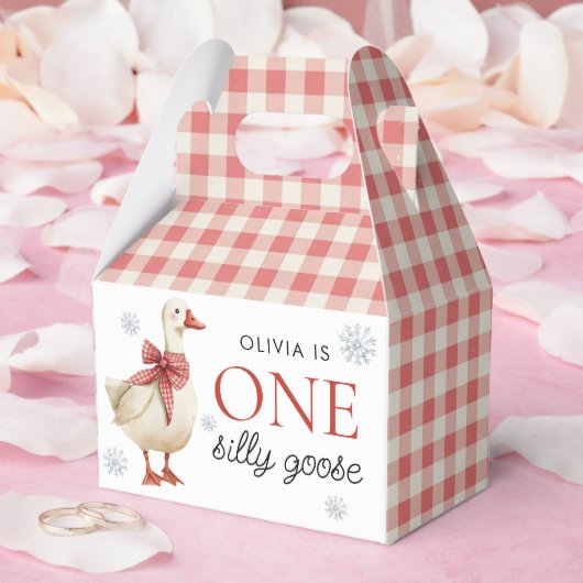 Gekke Goose Christmas Gingham 1st Birthday Bedankdoosjes (Huwelijk)