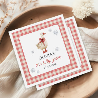 Gekke Goose Christmas Gingham 1st Birthday Servet