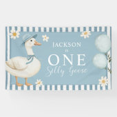 Gekke Goose Daisy Boy 1e Verjaardagsfeest Spandoek (Horizontaal)