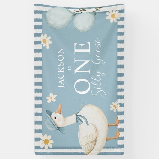 Gekke Goose Daisy Boy 1e Verjaardagsfeest Spandoek (Verticaal)