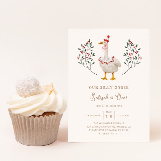 Gekke Goose Eerste Verjaardagsfeest Kaart