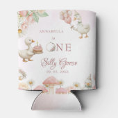 Gekke Goose Flower Garden Mushroom 1e verjaardag Blikjeskoeler (Achterkant)