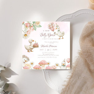 Gekke Goose Flower Garden Mushroom Baby shower Kaart