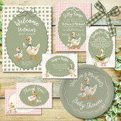 Gekke Goose Gingham Bow Baby shower Kaart