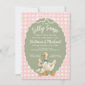Gekke Goose Gingham Bow Baby shower Kaart (Voorkant)