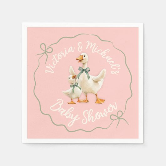 Gekke Goose Gingham Bow Baby shower Servet (Voorkant)