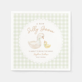 Gekke Goose Gingham Duck baby shower Servet