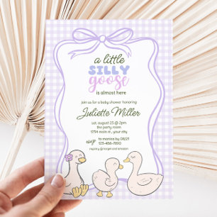 Gekke Goose Gingham Genderneutraal Baby shower Kaart