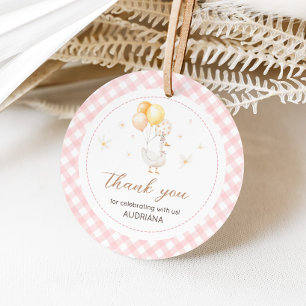 Gekke Goose Gingham verjaardagsfeest ronde Bedankjes Labels