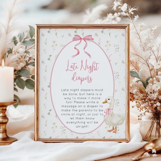 Gekke Goose Girl Baby shower Late Night luiers Poster