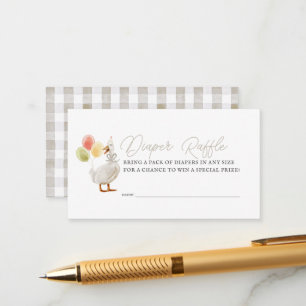 Gekke Goose Greige Gingham Luier Raffle Ticket Informatiekaartje