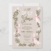 Gekke Goose Pink Bow Girl Baby shower Kaart (Voorkant)