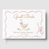 Gekke Goose Pink Bow grillige Baby shower Gastenboek (Voorkant)