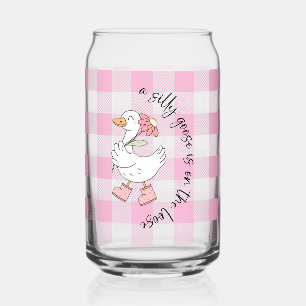 Gekke Goose Pink Gingham Blikvorm Glas