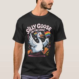 Gekke Goose Rainbow Flag LGBT Gay Pride Maand op t T-shirt