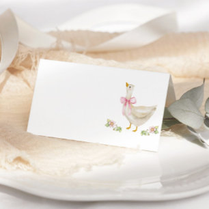 Gekke Goose Roze Bow Baby shower Plaatskaarten Kaart