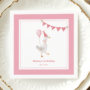 Gekke Goose Roze Meisje Verjaardagsfeestje Servet
