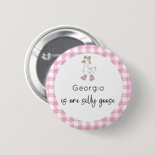 Gekke Goose Roze Verjaardag Ronde Button 5,7 Cm