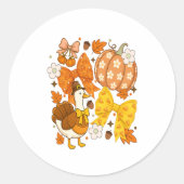 Gekke Goose Thanksgiving Coquette Turkije Ronde Sticker (Voorkant)