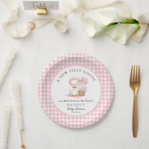 Gekke Goose Waterverf Meisje Baby shower Papieren Bordje