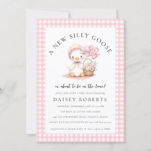 Gekke Goose Waterverf Meisje Baby shower Uitnodigi Kaart