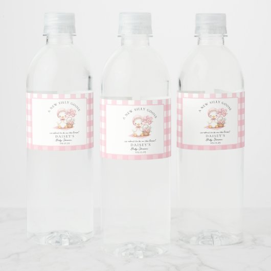 Gekke Goose Waterverf Meisje Baby shower Waterfles Etiket (Flessen)