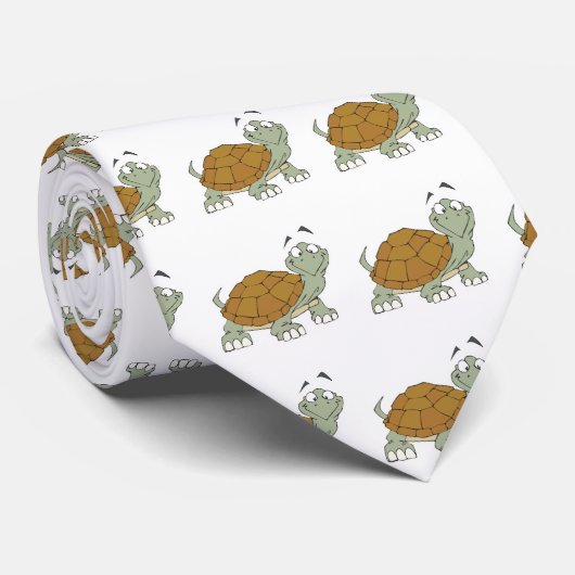 gekke grijnzende schildpad stropdas (Opgerold)