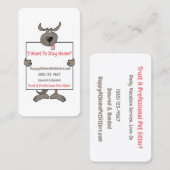 Gekke Grijs Hond Holding Piket Sign Pet Sitter Visitekaartje (Voorkant / Achterkant)