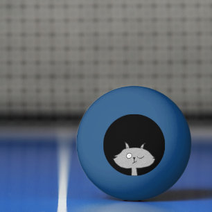 Gekke grijze kat pingpongballen