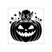 Gekke Halloween Gremlin verstopt zich in pompoen Rubberstempel (Afrduk)