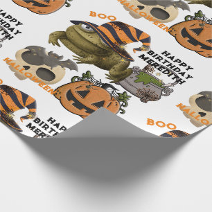 Gekke Halloween Verjaardag Meisje's Naam Party Cadeaupapier