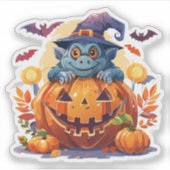 Gekke Halloweenmonster Sticker (Voorkant)