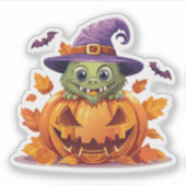 Gekke Halloweenmonster Sticker (Voorkant)