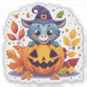 Gekke Halloweenmonster Sticker (Voorkant)