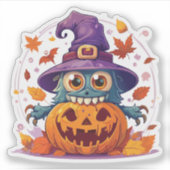 Gekke Halloweenmonster Sticker (Voorkant)