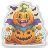 Gekke Halloweenmonster Sticker (Voorkant)