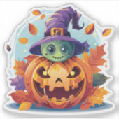 Gekke Halloweenmonster Sticker (Voorkant)