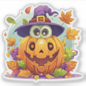 Gekke Halloweenmonster Sticker (Voorkant)