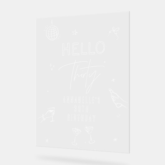 Gekke Hand Getrokken 30ste Verjaardag drinken Part Acryl Bord (Hoek)