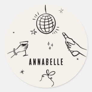 Gekke Hand Getrokken 30ste Verjaardag drinken Part Ronde Sticker