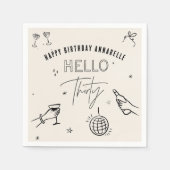 Gekke Hand Getrokken 30ste Verjaardag drinken Part Servet (Voorkant)