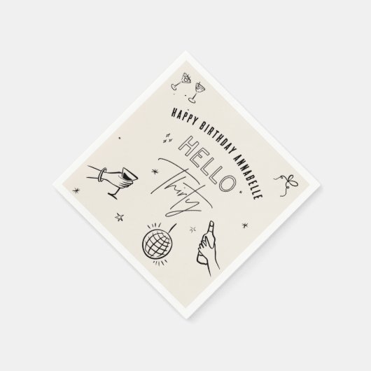 Gekke Hand Getrokken 30ste Verjaardag drinken Part Servet (Hoek)