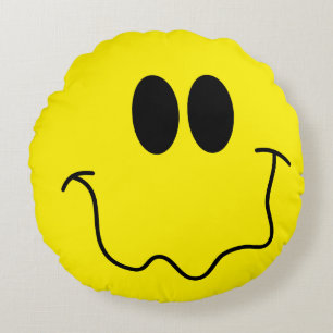 Gekke Happy Yellow Funny Face Rond Kussen